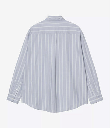 CARHARTT WIP POSTAL ZIP SHIRT I036201 BEALE STRIPE GENTLE BLUE WHITE - Shoelosophy