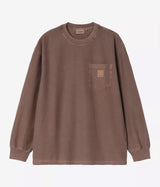 CARHARTT WIP LOOSE POCKET T-SHIRT I036862 TOBACCO GARMENT DYED LONG SLEEVES - Shoelosophy