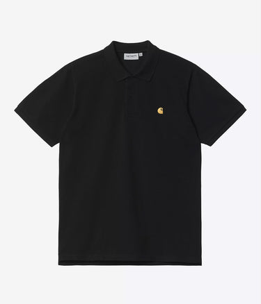 CARHARTT WIP CHASE PIQUE POLO I023807 BLACK - Shoelosophy