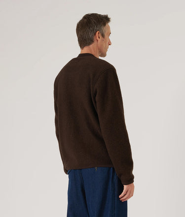 UNIVERSAL WORKS ZIP BOMBER WOOL FLEECE 00018 BROWN - Shoelosophy