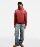 AMISH PULL À CAPUCHE MICRO LOGO BOXY CROP SPRAY USED EARTH RED - Shoelosophy