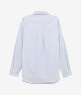 AMISH SUPPLIES DROPPED RAW EDGE SHIRT OXFORD STRIPE WEISS BLAU - Shoelosophy