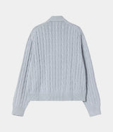 CARHARTT WIP WOMENS CARTER KNIT JACKET I035180 BLUE FOG - Shoelosophy