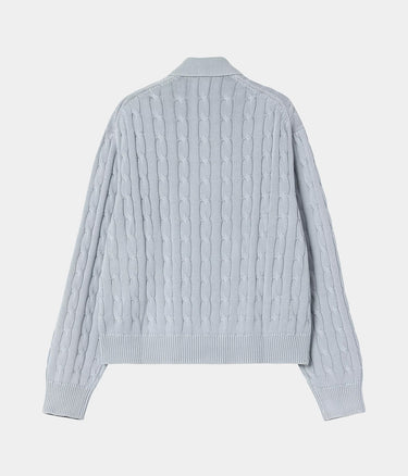 CARHARTT WIP WOMENS CARTER KNIT JACKET I035180 BLUE FOG - Shoelosophy