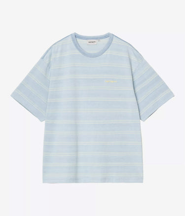 CARHARTT WIP MATTI T-SHIRT I036183 STRIPE ICARIA SPHENE INDIGO OVERDYED - Shoelosophy