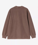 CARHARTT WIP LOOSE POCKET T-SHIRT I036862 TOBACCO GARMENT DYED LONG SLEEVES - Shoelosophy