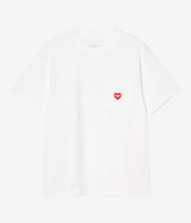 CARHARTT WIP WOMENS POCKET HEART T-SHIRT I032180 WHITE - Shoelosophy