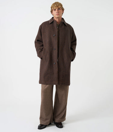 UNIVERSAL WORKS STAN COAT WOOL TWEED MIX 35170 BROWN NAVY