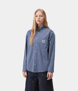 CARHARTT WIP WOMENS GROFF SHIRT I036277 CHECK BLUE - Shoelosophy
