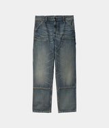 CARHARTT WIP DOUBLE KNEE PANT I032699 BLUE WORN USED WASH - Shoelosophy