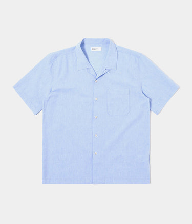 UNIVERSAL WORKS ROAD SHIRT 34556 SIDO LINEN MIX SKY BLUE - Shoelosophy