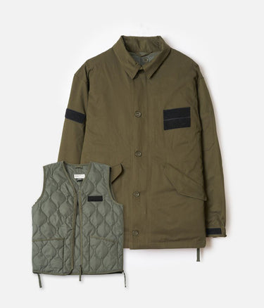 TAION X UNIVERSAL WORKS DOWN CR RAF JACKET UW-TA-CR15RJ OLIVE