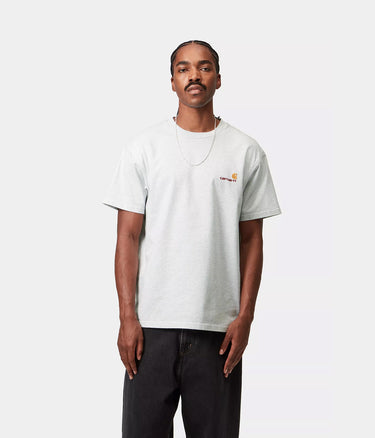CARHARTT WIP AMERICAN SCRIPT T-SHIRT I029956 ASH HEATHER - Shoelosophy