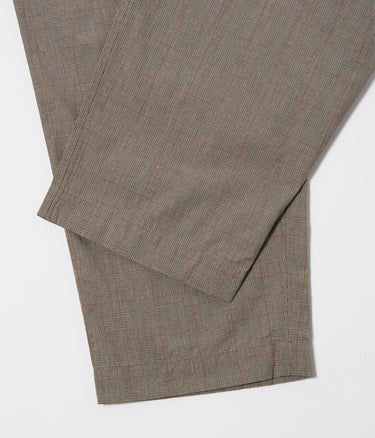 UNIVERSAL WORKS PLEATED TRACK PANT 34145 GREY BROWN WALES GLEN CHECK - Shoelosophy