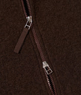 UNIVERSAL WORKS ZIP BOMBER WOOL FLEECE 00018 BROWN - Shoelosophy