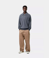 CARHARTT WIP HARPER POLO I036893 CARBON GARMENT DYED - Shoelosophy