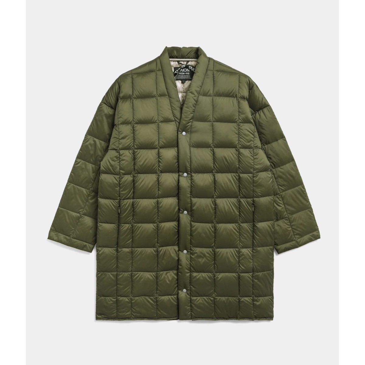 TAION HANTEN DOWN CARDIGAN DARL OLIVE QUILTED