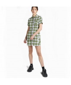 THE RAGGED PRIEST GATHERER DRESS 01090WV COTTON WOVEN GREEN CHECK