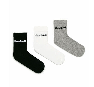 REEBOK ACT CORE MID CREW SOCKS GC8669 3 PAIRS WHITE GREY BLACK