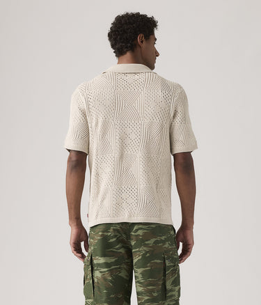 LEVI'S SWEATER CAMP SHIRT 0013G-0006 PUMICE STONE CROCHET POINTELLE