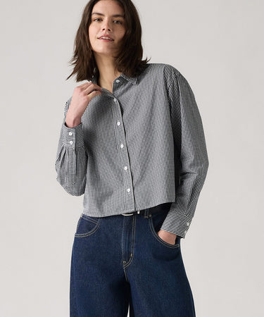 Levi's Womens Cropped Harlie Shirt 003p2-0000 Micro Gingham Woman Shirt