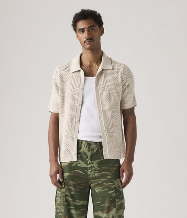 LEVI'S SWEATER CAMP SHIRT 0013G-0006 PUMICE STONE CROCHET POINTELLE