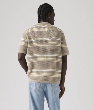 LEVI'S LAGUNA SWEATER POLO 0059K-0001 TERRACE STRIPE VINTAGE KHAKI