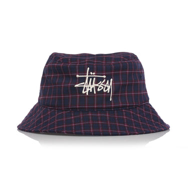 Stussy Basic Plaid Bucket Hat 1321025 Navy