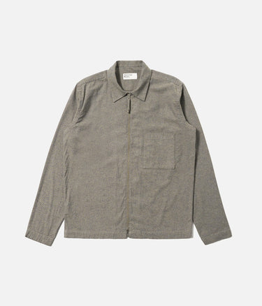 UNIVERSAL WORKS BRUSHED FLANNEL ZIP SHIRT 33561 BROWN HEATHER