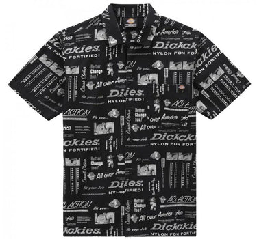 DICKIES PILLAGER SHIRT BLACK ALLOVER PRINT CAMICIA UOMO