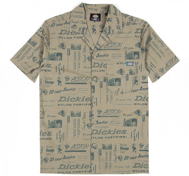 DICKIES PILLAGER SHIRT KHAKI ALLOVER PRINT CAMICIA UOMO