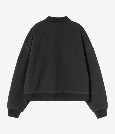 CARHARTT WIP WOMENS BRENTA POLO SWEATSHIRT I036291 BLACK HEAVY STONE WASHED