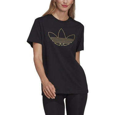 ADIDAS FEMME H18026 T-SHIRT AVEC IMPRIMÉ TRÈFLE DORÉ NOIR