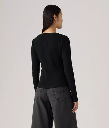 LEVI'S WOMENS DRY GOODS HENLEY WAFFLE 003PY-0001 ANTHRACITE NIGHT