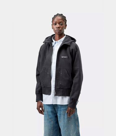 CARHARTT WIP WOMENS HOODED PAINTER JACKET I036842 BLACK DESTROY WASH SPLATTER