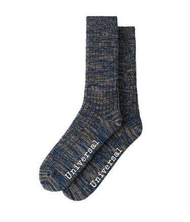 UNIVERSAL WORKS SLUB SOCK 00751 SLUB KNIT NAVY