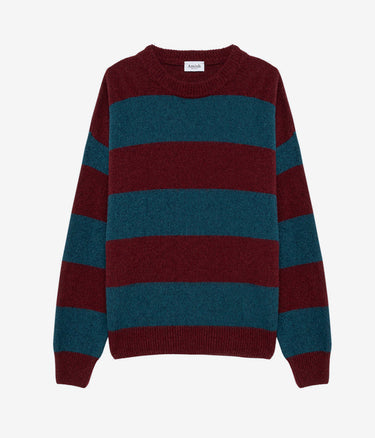 AMISH CREW OVER SHETLAND STRIPE SWEATER MADE IN ITALY