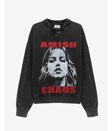 AMISH CREW SWEATER CHAOS PIGMENT STONE BLACK
