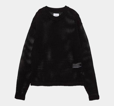 AMISH CREW OVER CROCHET SWEATER BLACK