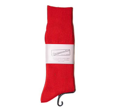 ANONYMOUS ISM BRILLIANT CREW SOCKS RIBBED RED MADE IN JAPAN