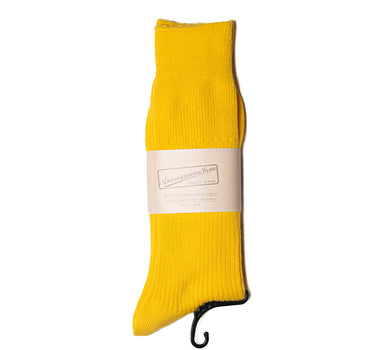 ANONYMOUS ISM BRILLIANT CREW SOCKS RIBBED YELLOW MADE IN JAPAN