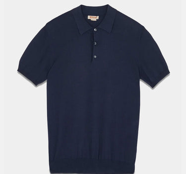 Baracuta SS Polo Knit Cotton Garment Dyed Navy