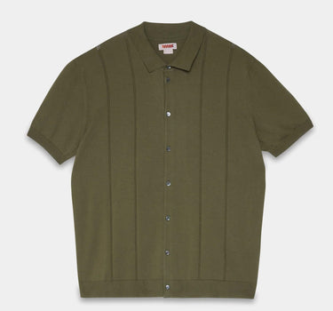 BARACUTA HORATIO KNIT POLO COTTON GARMENT DYED MILITARY OLIVE