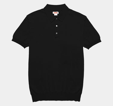 BARACUTA SS POLO KNIT COTTON GARMENT DYED BLACK