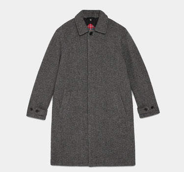 BARACUTA WOOL PAUL COAT HERRINGBONE GREY ABRAHAM MOON