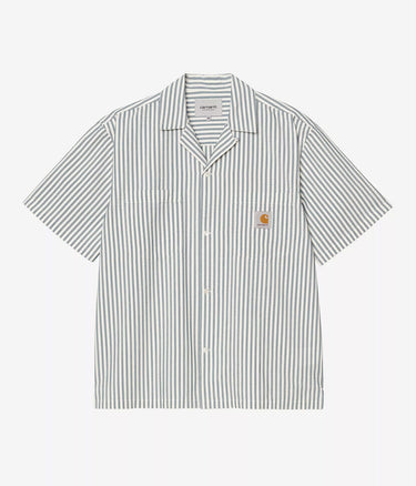 CARHARTT WIP LEAVEL SHIRT I036203 BLUE RIVER WAX SEERSUCKER