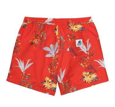 CARHARTT DRIFT SWIM TRUNK I015812 HAWAIIAN FLORAL PRINT RED