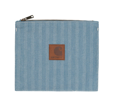 CARHARTT WIP MENARD ZIP WALLET I033735 BLUE RIGID HERRINGBONE