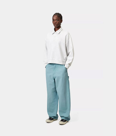 CARHARTT WIP WOMENS BRENTA POLO SWEATSHIRT I036291 ASH HEATHER HEAVY STONE WASHED - Shoelosophy