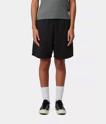 CARHARTT WIP WOMENS BRENTA SWEAT SHORT I036292 BLACK HEAVY STONE WASHED - Shoelosophy